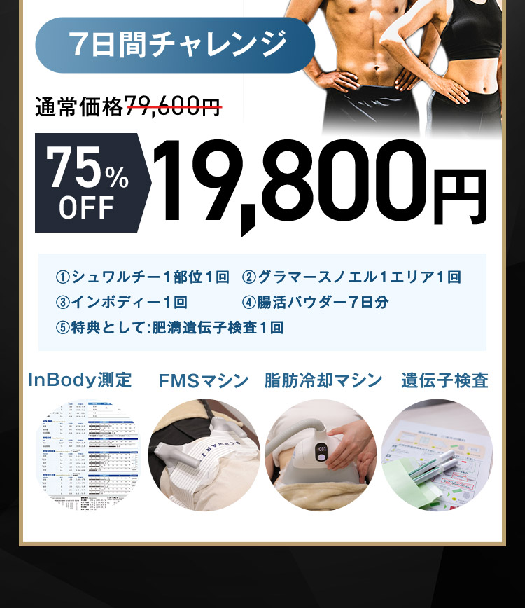 7日間チャレンジ：75%OFF 19,800円