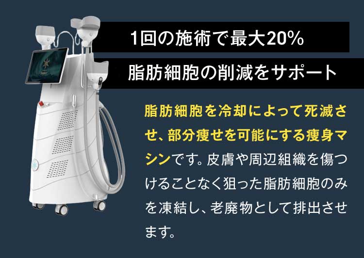 1回の施術で最大20%脂肪細胞の削減をサポート